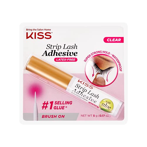 KISS Strip Lash Adhesive, Lash Glue, 24hr Strip Eyelash Adhesive, Clear, Includes Lash Adhesive, Long Lasting Wear, Can Be Used with Strip Lashes and Lash Clusters - Morena Vogue