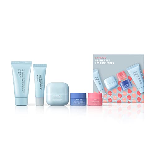 LANEIGE Icons To Go & Besties Set: Water Bank Cream, Cream Skin, Water Sleeping Mask, Lip Sleeping Mask, Hyaluronic Acid, Squalane, Coconut Oil, Vitamin C, Travel Friendly - Morena Vogue