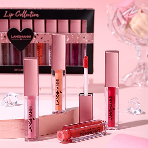 LANGMANNI 12Pcs Lip gloss Collection Makeup Set, Shiny Smooth Soft Liquid Lip Glosses Lip Stain With Rich Varied Colors For Girls And Women Makeup (Glossy-A) - Morena Vogue