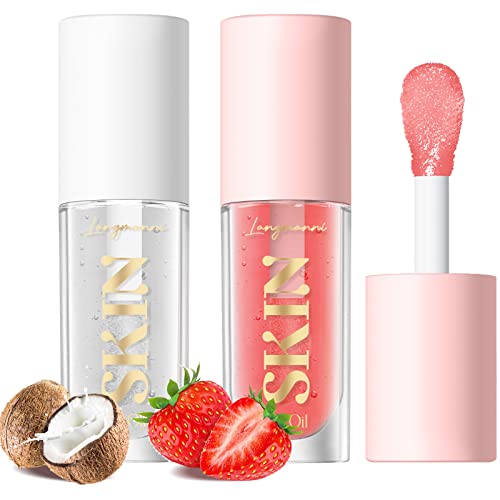 LANGMANNI Lip Oil,No-Sticky Gloss Lip Balm Lip Care,Fruit Flavoured Lip Oil For Dry Lip's Moisturizing Hydrating And Nourishing (Strawberry+Coco) - Morena Vogue