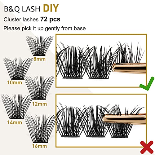 Lash Clusters B02 DIY Eyelash 72 Cluster Lashes C D Curl B&Q LASH Mega Volume Individual Lashes Eyelash Clusters Wispy Lashes Cluster DIY at Home (NM-D-8-16MIX) - Morena Vogue