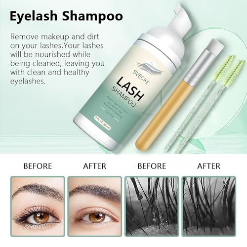 Lash Shampoo Kit for Eyelash Extension, Eyelash Shampoo 2 fl.oz / 60ml, Eyelash Extension Cleanser, Lash Eyelid Foam Cleaning Kit for Salon Use and Home Use (Tea Tree) - Morena Vogue