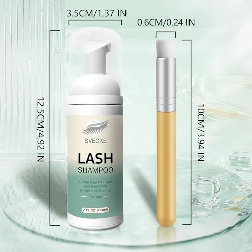 Lash Shampoo Kit for Eyelash Extension, Eyelash Shampoo 2 fl.oz / 60ml, Eyelash Extension Cleanser, Lash Eyelid Foam Cleaning Kit for Salon Use and Home Use (Tea Tree) - Morena Vogue