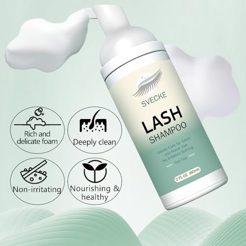 Lash Shampoo Kit for Eyelash Extension, Eyelash Shampoo 2 fl.oz / 60ml, Eyelash Extension Cleanser, Lash Eyelid Foam Cleaning Kit for Salon Use and Home Use (Tea Tree) - Morena Vogue