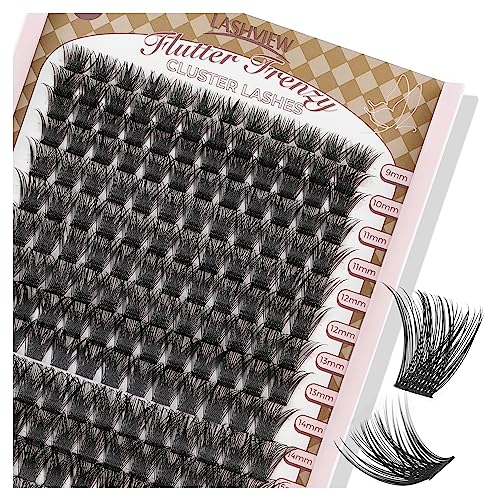 LASHVIEW Lash-Extension-Clusters 168pcs D Curl Lash Clusters Natural Look Cluster Lashes Extensions Super Thin Band & Soft Lashes Reusable 9-16mm MIX (56D) - Morena Vogue