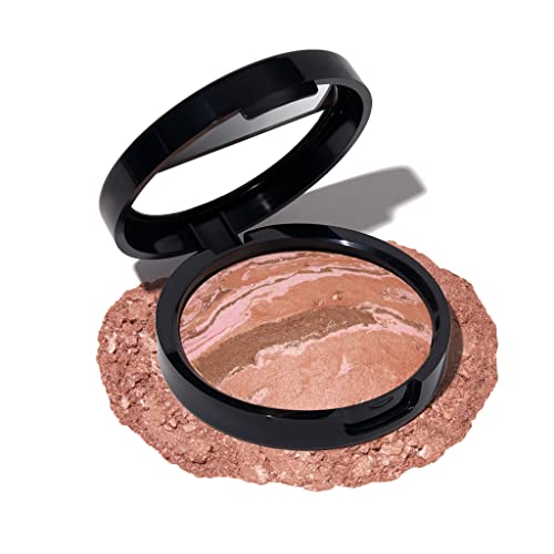 LAURA GELLER NEW YORK Baked Blush-n-Bronze Marbleized 2-in-1 Sculpting Bronzer Blush - Ginger Bronze - Contour Face with a Radiant Flush - Morena Vogue