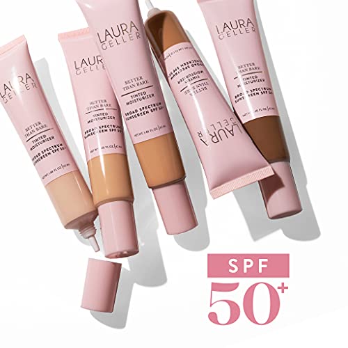 LAURA GELLER NEW YORK Better Than Bare Tinted Moisturizer - Sand 400 - Broad Spectrum SPF 50 - Buildable Light to Medium Coverage - Satin Finish - Morena Vogue