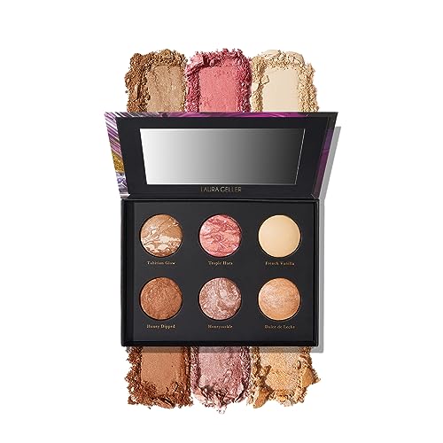 LAURA GELLER NEW YORK Cheek to Chic Tropical Glow Baked Face Palette | Includes 2 Blushes, 2 Bronzers and 2 Radiant Highlighters - Morena Vogue