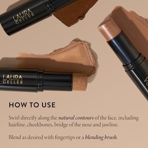 LAURA GELLER NEW YORK Italian Marble Bronzer Makeup Stick | Cream Finish Marbleized Contour for Natural Glow, Capri Coast - Morena Vogue