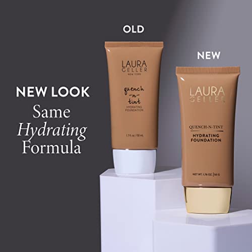 LAURA GELLER NEW YORK Quench-n-Tint Hydrating Foundation - Light/Medium - Sheer to Light Buildable Coverage - Natural Glow Finish - Lightweight Formula with Hyaluronic Acid - Morena Vogue