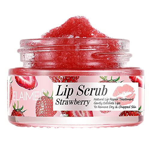 Lip Scrub, Exfoliator & Moisturizer, Lip Repair for Lush Soft Lips, Chapped Dry and Flaky Lips Treatment (Strawberry) - Morena Vogue