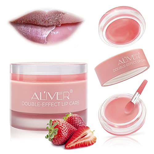 Lip Scrub Mask, Lip Sleeping Mask with Double Effect, Repair Lip Mask for Dry, Cracked Lips, Lip Moisturiser for Lip Treatment Care, Lip Repair Balm (Strawberry) - Morena Vogue