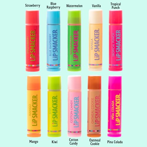 Lip Smacker Original & Best Party Pack - 10 Moisturizing Lip Balms, Classic Flavors, Hydrating & Protecting - Cruelty-Free- Oatmeal Cookie - Morena Vogue