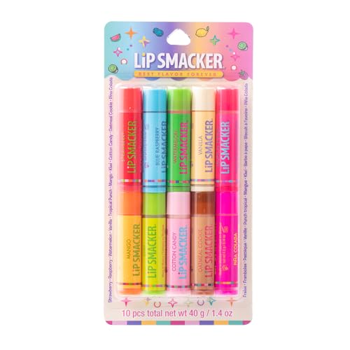 Lip Smacker Original & Best Party Pack - 10 Moisturizing Lip Balms, Classic Flavors, Hydrating & Protecting - Cruelty-Free- Oatmeal Cookie - Morena Vogue