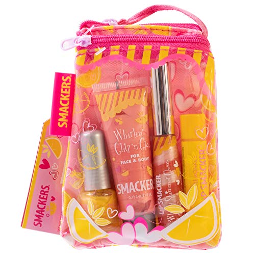 Lip Smacker Pink Lemonade Glam Bag Makeup Set for Girls | Lip Balm, Lip Gloss, Nail Polish, & Lotion | Christmas Make Up Collection | Holiday Present | Gift for Girls | Set of 4 - Morena Vogue