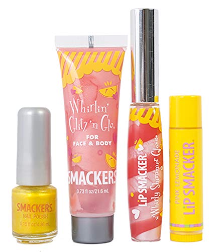 Lip Smacker Pink Lemonade Glam Bag Makeup Set for Girls | Lip Balm, Lip Gloss, Nail Polish, & Lotion | Christmas Make Up Collection | Holiday Present | Gift for Girls | Set of 4 - Morena Vogue