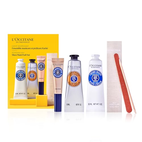 L'Occitane Shea Mani Pedi Set: Soften, Moisturize and Comfort Skin, Set Includes Shea Butter Hand Cream, Foot Cream, Nail & Cuticle Oil, Gift Set - Morena Vogue