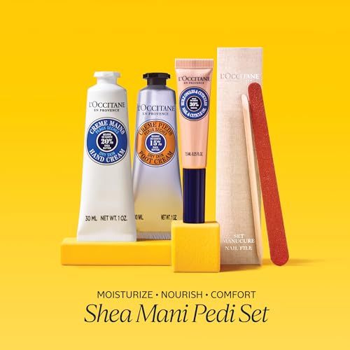 L'Occitane Shea Mani Pedi Set: Soften, Moisturize and Comfort Skin, Set Includes Shea Butter Hand Cream, Foot Cream, Nail & Cuticle Oil, Gift Set - Morena Vogue