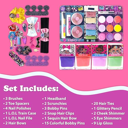 LOL Surprise! Townley Girl Train Case Cosmetic Makeup Set Includes Lip Gloss, Eye Shimmer, Nail Polish, Hair Accessories & More! for Kids Girls, Ages 3+ Perfect for Parties, Sleepovers & Makeovers - Morena Vogue