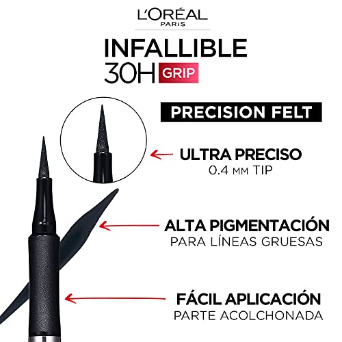 L’Oréal Paris Cosmetics Infallible Grip Precision Felt Eyeliner, Smudge Resistant, Long Lasting Waterproof Eyeliner, Black, Black, 0.03 fl oz - Morena Vogue