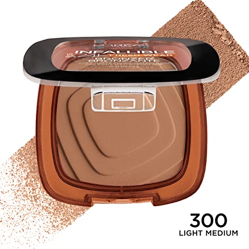 L'Oreal Paris Infallible Up to 24H Fresh Wear Soft Matte Longwear Bronzer. Waterproof, heatproof, Transfer, humidity and sweatproof, Light Medium, 0.31 oz - Morena Vogue