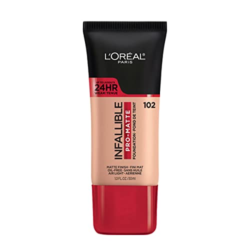 L'Oreal Paris K1828700 Infallible Pro-Matte Liquid Longwear Foundation Makeup, 102 Shell Beige, 1 Fl; Oz. - Morena Vogue