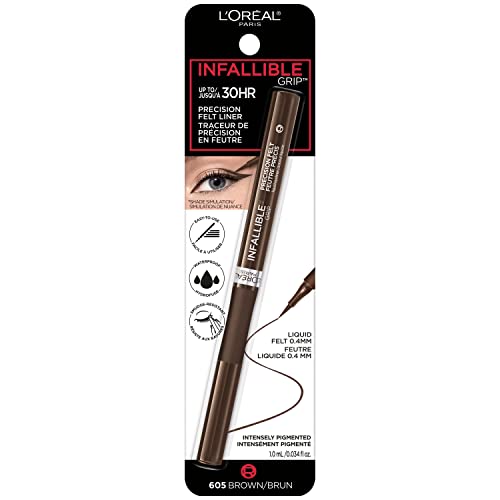 L’Oréal Paris L’Oreal Paris Makeup Infallible Grip Precision Felt Eyeliner, Smudge Resistant, Long Lasting Waterproof Eyeliner, Brown, Brown, 0.03 fl oz - Morena Vogue