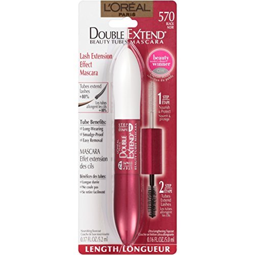 L'Oreal Paris Makeup Double Extend Beauty Tubes Lengthening 2 Step Mascara, Black, 1 Tube - Morena Vogue