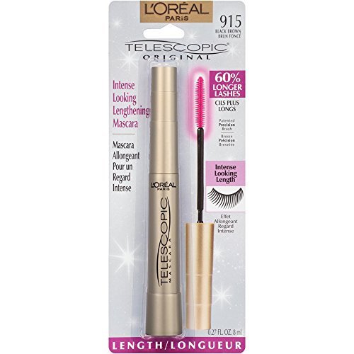 L’Oréal Paris Makeup Telescopic Original Lengthening, Lash Separating Mascara with Dual Precision Brush, Washable, Black Brown, 0.27 Fl Oz., 1 Count - Morena Vogue