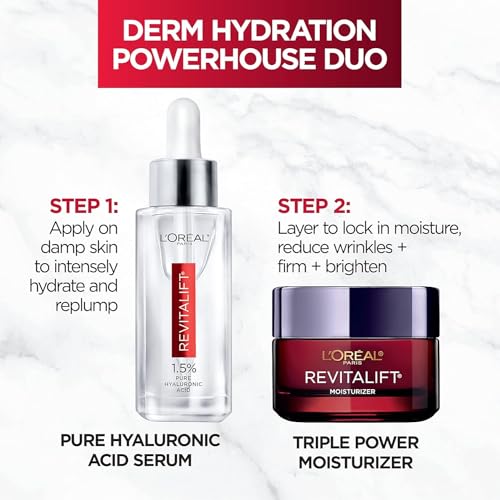 L'Oreal Paris Revitalift 1.5% Pure Hyaluronic Acid Face Serum + Triple Power Anti-Aging Face Moisturizer, 1 kit - Morena Vogue