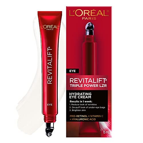 L'Oreal Paris Revitalift Triple Power Anti-Aging Eye Cream Treatment, with Pro Retinol, Hyaluronic Acid & Vitamin C to Reduce Wrinkles, De-puff and Brighten Skin, 0.5 fl. oz. - Morena Vogue