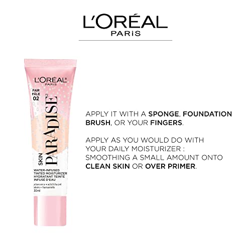 L'Oreal Paris Skin Paradise Water-infused Tinted Moisturizer with Broad Spectrum SPF 19 sunscreen lightweight, natural coverage up to 24h hydration for a fresh, glowing complexion, Light 03, 1 fl oz - Morena Vogue