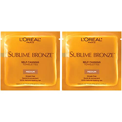 L'Oreal Paris Sublime Bronze Self Tanning Towelettes, Streak-Free, Natural Looking Tan, 6 ct (Pack of 2) - Morena Vogue