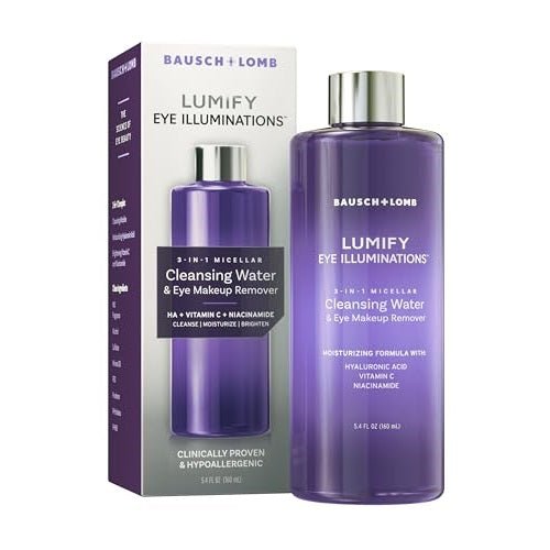 LUMIFY Eye Illuminations Cleansing Water & Eye Makeup Remover, 3-in-1 Micellar Water Contains Hyaluronic Acid, Vitamin C & Niacinamide, Clinically Proven & Hypoallergenic, 160mL - Morena Vogue