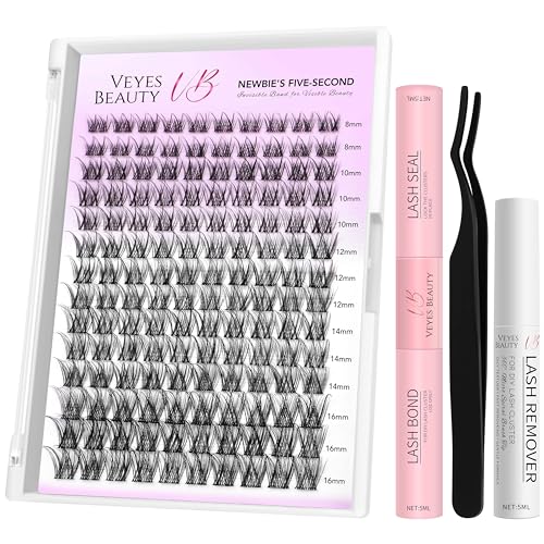 LuxeBold Cluster Lashes Kit Individual Lash Extensions Newbie's Five-Second DIY Dramatic Volume Eyelash Wispy Faux Mink Lash Mixed Length Tray with Bond & Seal, Applicator at Home - Morena Vogue