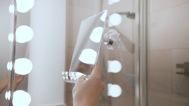 Luxo Shower Mirror, Shower Mirror fogless for Shaving with a Removable Razor Holder - Shaving Mirror for Shower with a Powerful Suction Cup - Shatterproof fogless Mirror for Shower (Chrome) - Morena Vogue