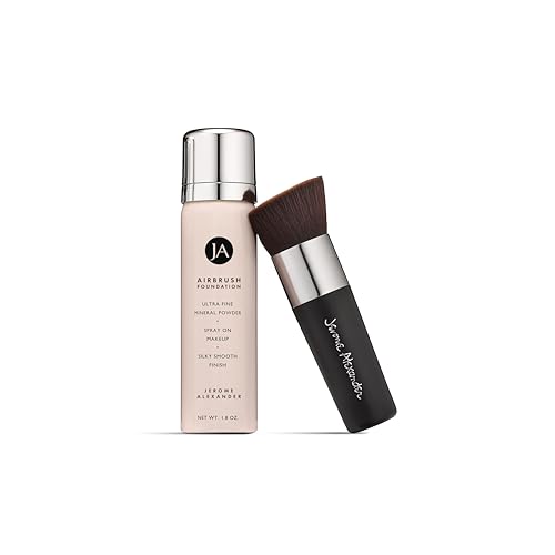 MagicMinerals AirBrush Foundation by Jerome Alexander – 2pc Set with Airbrush Foundation and Kabuki Brush - Spray Makeup with Anti-aging Ingredients for Smooth Radiant Skin (Light) - Morena Vogue