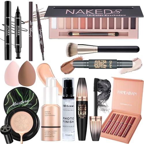 Makeup Set, All in One Makeup Set Kit for Women, Makeup Gift for Women Teens, Eyeshadow Foundation CC Cream Face Primer Counter stick, Brush Sponges Lipstick Set Eyebrow Pencil Mascara Eyeliner - Morena Vogue