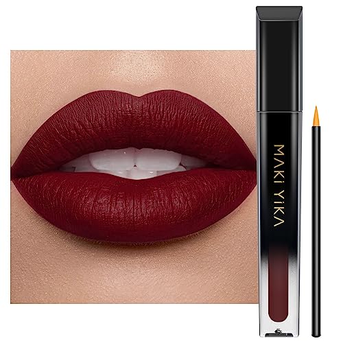 MAKI YIKA Burgundy Red Lipstick Matte Long Lasting, Dark Red Liquid Lipstick Smudge Proof, Vampy Matte Lips No Transfer, Cruelty Free | PARTY GO - Morena Vogue