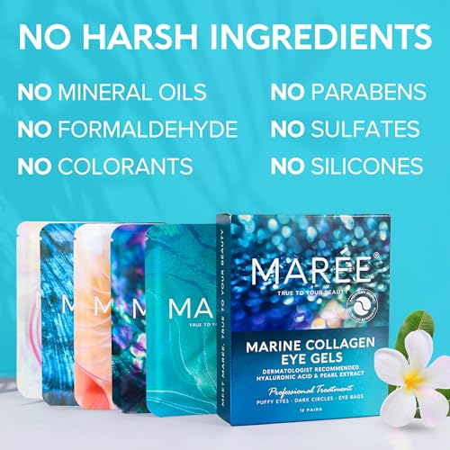 MAREE Eye Gels - Under Eye Gels for Puffy Eyes and Dark Circles with Natural Marine Collagen & Hyaluronic Acid - Anti-Aging Eye Gels for Face to Soothe Puffiness and Eye Bags - Morena Vogue