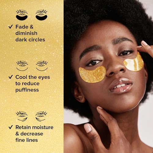 MAREE Under Eye Patches (20 Pairs) - 24K Gold Eye Patches for Puffy Eyes, Dark Circles, Eye Bags - Skin Care with Collagen, Pearl Extract & Hyaluronic Acid - Anti-Aging & Rejuvenating Eye Masks - Morena Vogue