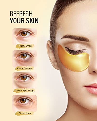 Maskiss 24k Gold Under Eye Patches (25 Pairs), eye mask, Collagen Skin Care Products, Eye Patches for Puffy Eyes, eye masks for dark circles and puffiness - Morena Vogue