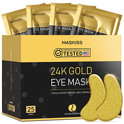 Maskiss 24k Gold Under Eye Patches (25 Pairs), eye mask, Collagen Skin Care Products, Eye Patches for Puffy Eyes, eye masks for dark circles and puffiness - Morena Vogue