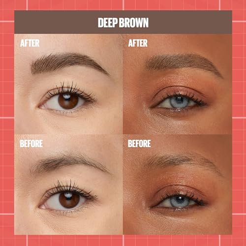 Maybelline Build-A-Brow 2-in-1 Brow Pen and Sealing Brow Gel, Eyebrow Makeup for Real-Looking, Fuller Eyebrows, Deep Brown, 1 Count - Morena Vogue