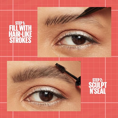 Maybelline Build-A-Brow 2-in-1 Brow Pen and Sealing Brow Gel, Eyebrow Makeup for Real-Looking, Fuller Eyebrows, Deep Brown, 1 Count - Morena Vogue