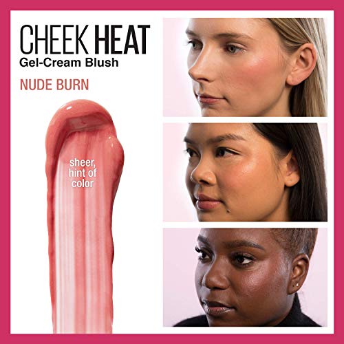 Maybelline Cheek Heat Gel-Cream Blush Makeup, Lightweight, Breathable Feel, Sheer Flush Of Color, Natural-Looking, Dewy Finish, Oil-Free, Nude Burn, 1 Count - Morena Vogue