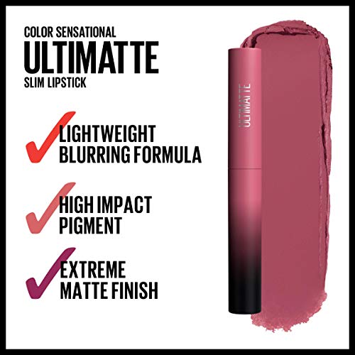 Maybelline Color Sensational Ultimatte Matte Lipstick, Non-Drying, Intense Color Pigment, More Mauve, Purple Mauve Pink, 1 Count - Morena Vogue