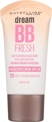 Maybelline Dream Fresh Skin Hydrating BB cream, 8-in-1 Skin Perfecting Beauty Balm with Broad Spectrum SPF 30, Sheer Tint Coverage, Oil-Free, Light/Medium, 1 Fl Oz - Morena Vogue