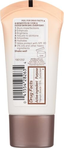 Maybelline Dream Fresh Skin Hydrating BB cream, 8-in-1 Skin Perfecting Beauty Balm with Broad Spectrum SPF 30, Sheer Tint Coverage, Oil-Free, Light/Medium, 1 Fl Oz - Morena Vogue