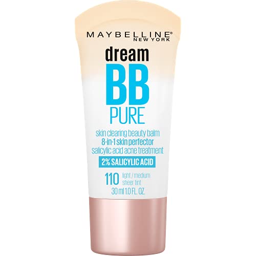 Maybelline Dream Pure Skin Clearing BB Cream, 8-in-1 Skin Perfecting Beauty Balm With 2% Salicylic Acid, Sheer Tint Coverage, Oil-Free, Light/Medium, 1 Count - Morena Vogue